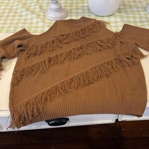 Fringed Brown Sweater